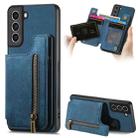 For Samsung Galaxy S23+ 5G Retro Leather Zipper Wallet Back Phone Case(Blue) - 1