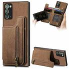 For Samsung Galaxy Note20 Retro Leather Zipper Wallet Back Phone Case(Brown) - 1