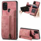 For Samsung Galaxy A21s Retro Leather Zipper Wallet Back Phone Case(Pink) - 1