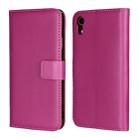 Leather Horizontal Flip Holster for iPhone XR ,with Magnetic Clasp and Bracket and Card Slot and Wallet(Magenta) - 1