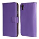Leather Horizontal Flip Holster for iPhone XR ,with Magnetic Clasp and Bracket and Card Slot and Wallet(Purple) - 1