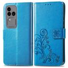 For vivo S18 Pro Four-leaf Clasp Embossed Leather Phone Case(Blue) - 2