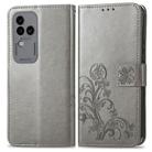 For vivo S18 Pro Four-leaf Clasp Embossed Leather Phone Case(Gray) - 2