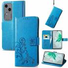For vivo S18 Four-leaf Clasp Embossed Leather Phone Case(Blue) - 1