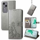 For vivo S18 Four-leaf Clasp Embossed Leather Phone Case(Gray) - 1