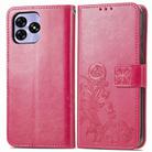 For UMIDIGI G5 Four-leaf Clasp Embossed Buckle Leather Phone Case(Magenta) - 2