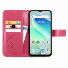 For UMIDIGI G5 Four-leaf Clasp Embossed Buckle Leather Phone Case(Magenta) - 3