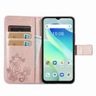 For UMIDIGI G5 Four-leaf Clasp Embossed Buckle Leather Phone Case(Rose Gold) - 3