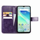 For UMIDIGI G5 Four-leaf Clasp Embossed Buckle Leather Phone Case(Purple) - 3