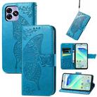 For UMIDIGI G5 Butterfly Love Flower Embossed Leather Phone Case(Blue) - 1