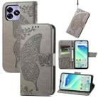 For UMIDIGI G5 Butterfly Love Flower Embossed Leather Phone Case(Gray) - 1