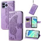 For UMIDIGI G5 Butterfly Love Flower Embossed Leather Phone Case(Light Purple) - 1
