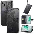 For vivo S18 Butterfly Love Flower Embossed Leather Phone Case(Black) - 1