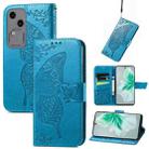 For vivo S18 Butterfly Love Flower Embossed Leather Phone Case(Blue) - 1