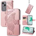 For vivo S18 Butterfly Love Flower Embossed Leather Phone Case(Rose Gold) - 1