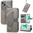 For vivo S18 Butterfly Love Flower Embossed Leather Phone Case(Gray) - 1