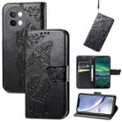 For vivo S18e Butterfly Love Flower Embossed Leather Phone Case(Black) - 1