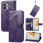 For vivo S18e Butterfly Love Flower Embossed Leather Phone Case(Dark Purple) - 1