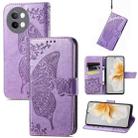 For vivo S18e Butterfly Love Flower Embossed Leather Phone Case(Light Purple) - 1