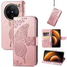 For vivo X100 Butterfly Love Flower Embossed Leather Phone Case(Rose Gold) - 1