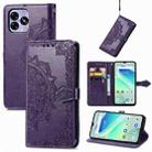 For UMIDIGI G5 Mandala Flower Embossed Leather Phone Case(Purple) - 1