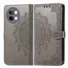 For vivo S18 Pro Mandala Flower Embossed Leather Phone Case(Gray) - 2