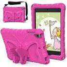 For iPad mini 1/2/3/4/5 Butterfly Bracket EVA Shockproof Tablet Case(Rose Red) - 1