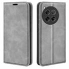 For OnePlus 12 Retro-skin Magnetic Suction Leather Phone Case(Grey) - 1