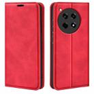 For OnePlus 12R Retro-skin Magnetic Suction Leather Phone Case(Red) - 1