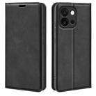 For OnePlus 13T Retro-skin Magnetic Suction Leather Phone Case(Black) - 1