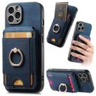 For iPhone 15 Pro Max Retro Splitable Magnetic Stand Card Bag Leather Phone Case(Blue) - 1