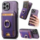 For iPhone 15 Pro Retro Splitable Magnetic Stand Card Bag Leather Phone Case(Purple) - 1