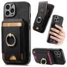 For iPhone 15 Pro Retro Splitable Magnetic Stand Card Bag Leather Phone Case(Black) - 1