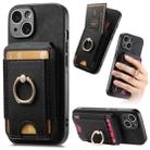 For iPhone 15 Plus Retro Splitable Magnetic Stand Card Bag Leather Phone Case(Black) - 1