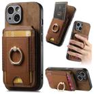 For iPhone 15 Plus Retro Splitable Magnetic Stand Card Bag Leather Phone Case(Brown) - 1