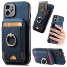 For iPhone 12 Retro Splitable Magnetic Stand Card Bag Leather Phone Case(Blue) - 1
