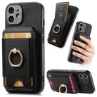 For iPhone 12 Retro Splitable Magnetic Stand Card Bag Leather Phone Case(Black) - 1