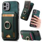 For iPhone 12 Retro Splitable Magnetic Stand Card Bag Leather Phone Case(Green) - 1