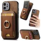 For iPhone 12 Retro Splitable Magnetic Stand Card Bag Leather Phone Case(Brown) - 1