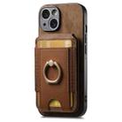 For iPhone 12 Retro Splitable Magnetic Stand Card Bag Leather Phone Case(Brown) - 2