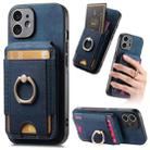 For iPhone 11 Retro Splitable Magnetic Stand Card Bag Leather Phone Case(Blue) - 1