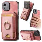 For iPhone XR Retro Splitable Magnetic Stand Card Bag Leather Phone Case(Pink) - 1