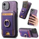 For iPhone XR Retro Splitable Magnetic Stand Card Bag Leather Phone Case(Purple) - 1
