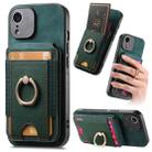 For iPhone XR Retro Splitable Magnetic Stand Card Bag Leather Phone Case(Green) - 1