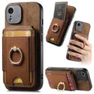 For iPhone XR Retro Splitable Magnetic Stand Card Bag Leather Phone Case(Brown) - 1