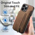 For iPhone 12 Pro Retro Leather Zipper Wallet Back Phone Case(Brown) - 5