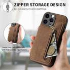 For iPhone 12 Pro Retro Leather Zipper Wallet Back Phone Case(Brown) - 8