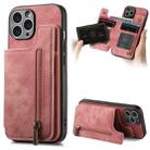 For iPhone 11 Pro  Max Retro Leather Zipper Wallet Back Phone Case(Pink) - 1