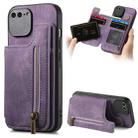 For iPhone 6 Plus / 6s Plus Retro Leather Zipper Wallet Back Phone Case(Purple) - 1