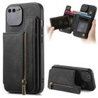 For iPhone 6 Plus / 6s Plus Retro Leather Zipper Wallet Back Phone Case(Black) - 1